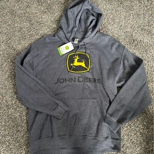 John Deere Charcoal Hoodie with Yellow Emblem